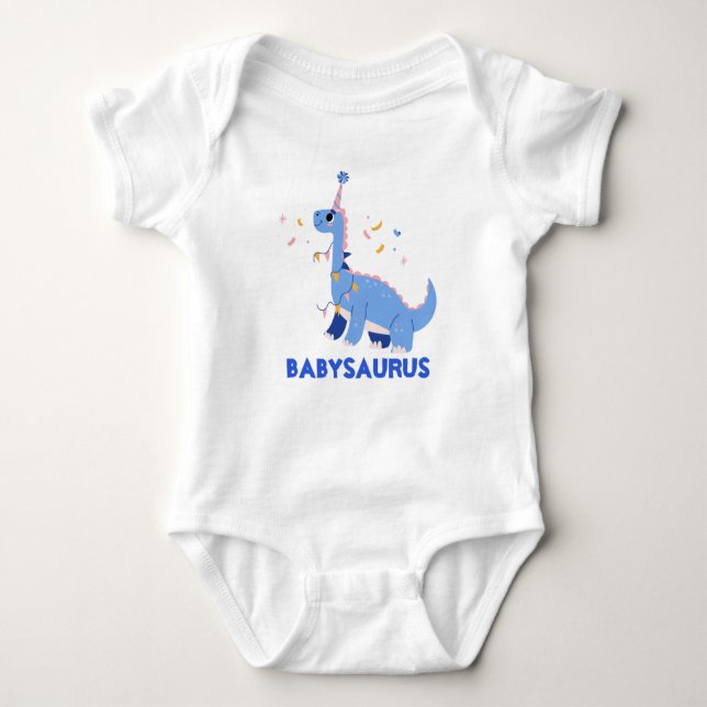 Body Para Bebé Funny acuarela Azul Dinosaurio T-Rex Personalizado (Anverso)