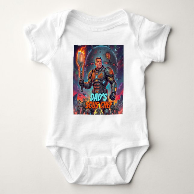 Body Para Bebé Funny Astronaut BBQ Comic Pop Art Retro Space (Anverso)