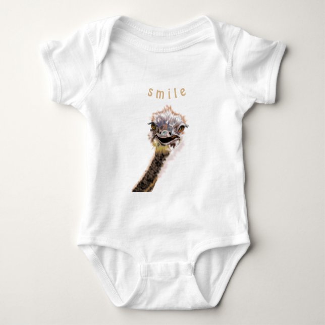 Body Para Bebé Funny Baby Bodysuit con Ostrich juguetón - Sonrisa (Anverso)