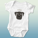 Body Para Bebé Funny Black Labrador Recuperever Dog Custom Name<br><div class="desc">Pequeño y lindo arte de perro de Black Labrador Retriever para hacerte sonreír. Personalizar cambiando o eliminando el nombre.</div>
