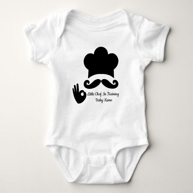 Body Para Bebé Funny Black Mustache Personalizado Nombre de texto (Anverso)