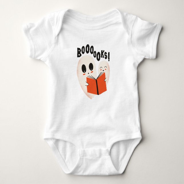 Body Para Bebé Funny Bookworm Ghost Halloween Costume Boooooks (Anverso)