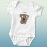 Body Para Bebé Funny Chocolate Labrador Recuperador Perro Nombre<br><div class="desc">Pequeño y lindo Chocolate Labrador Recuperador de perro arte para hacerte sonreír. Personalizar cambiando o eliminando el nombre.</div>