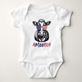 Body Para Bebé Funny Cow A-MOO-rica Patriotic