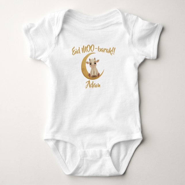 Body Para Bebé Funny cute Baby Cow Eid Adha funny Baby Name (Anverso)