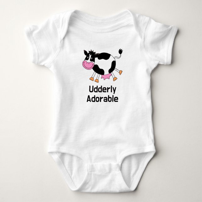 Body Para Bebé Funny Cute Cow Pun Personalizado Diseño (Anverso)