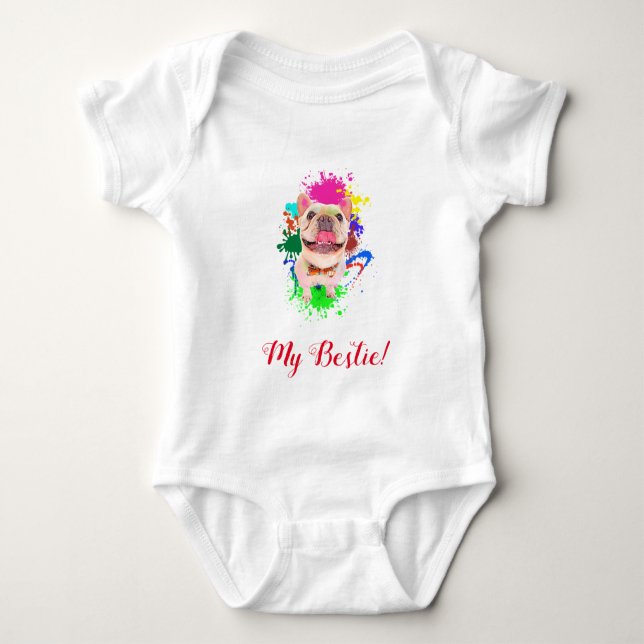 Body Para Bebé Funny Cute Frenchie Dog Baby Bodysuit (Anverso)