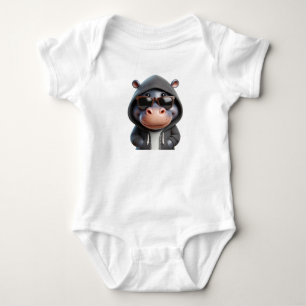 BODY PARA BEBÉ FUNNY HIPPO EN HOODIA