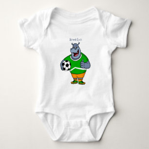 Body Para Bebé Funny hippo soccer player cartoon illustration