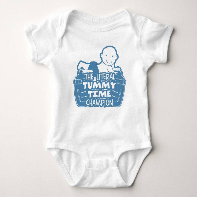 Body Para Bebé Funny Quote The Literal Tummy Time Champion Blue (Anverso)