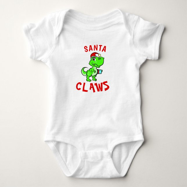 Body Para Bebé Funny Santa Claw Dinosaur Baby Navidades (Anverso)