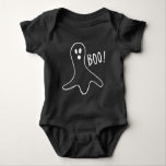 Body Para Bebé Funny Scary Ghost Halloween Party Black White<br><div class="desc">Famoso fantasma negro blanco feliz Fiesta de disfraces de Halloween bebé traje de bebé</div>
