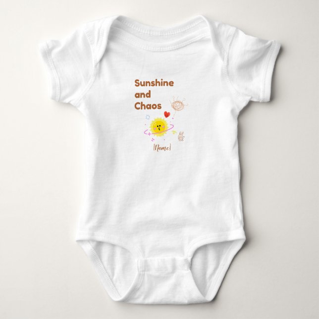 Body Para Bebé Funny "Sunshine and Chaos" Baby T-Shirt - Cute Kaw (Anverso)