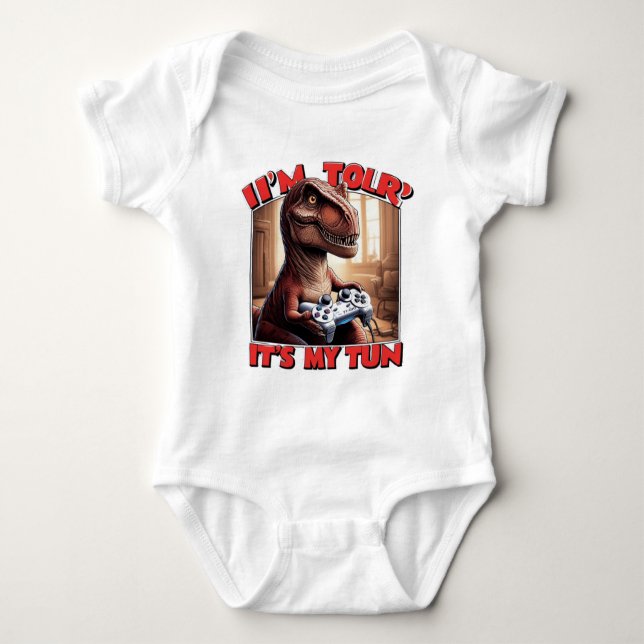 Body Para Bebé Funny T-Rex Gamer Quote Design (Anverso)