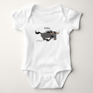 Body Para Bebé Funny Wildebeest corriendo ilustracion personaliza