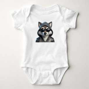BODY PARA BEBÉ FUNNY WOLF EN HOODIE