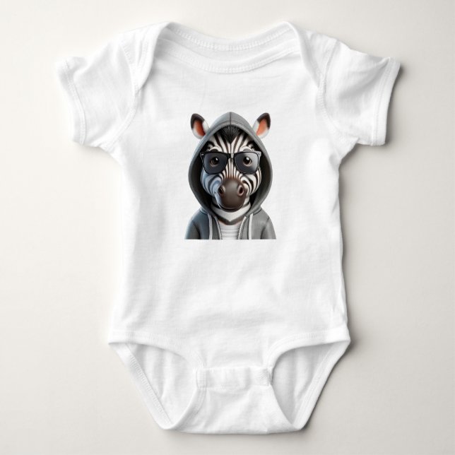 BODY PARA BEBÉ FUNNY ZEBRA EN HOODIE (Anverso)