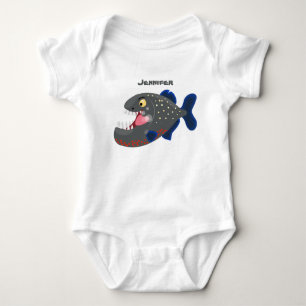 Body Para Bebé Furioso ilustracion personalizado de piranha