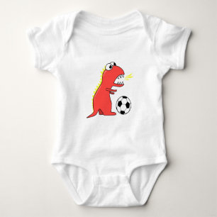Body Para Bebé Fútbol que juega el dinosaurio