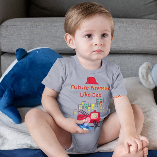 Body Para Bebé Futuro Bombero Como Papá Dibujado a Mano  (Subido por el creador)