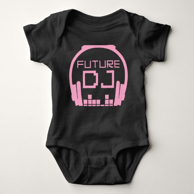 Body Para Bebé Futuro DJ Baby Girl Niños Deejay Disk Jockey Pink (Anverso)