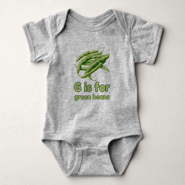 Body Para Bebé G es para GREEN BEANS Green Veggie Alphabet G (Anverso)