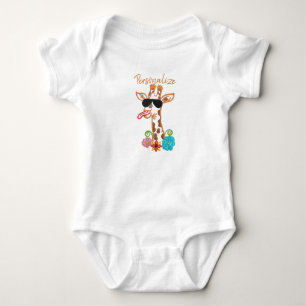 Body Para Bebé Gafas de sol de jirafa tonta Bodysuit de bebé con