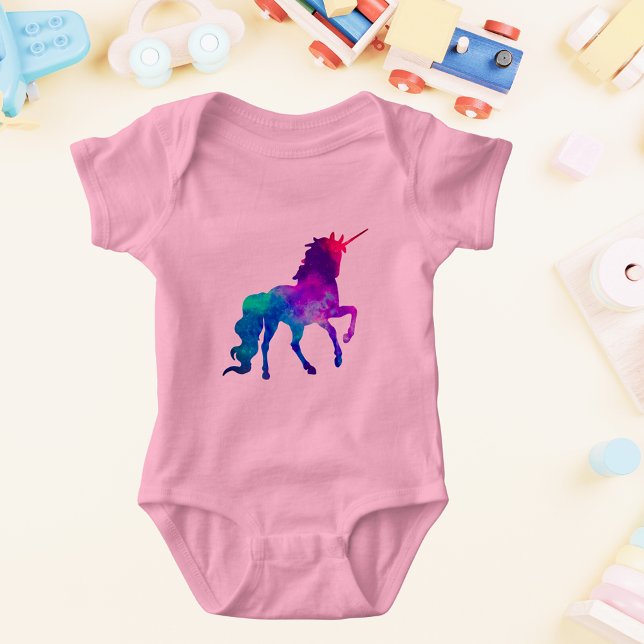 Body Para Bebé Galaxia magra unicornio Resumen púrpura azul (Magical Unicorn Galaxy Abstract Blue Purple Baby Bodysuit)