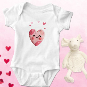 Body Para Bebé Galleta Kawaii Con Corazones y Purpurina