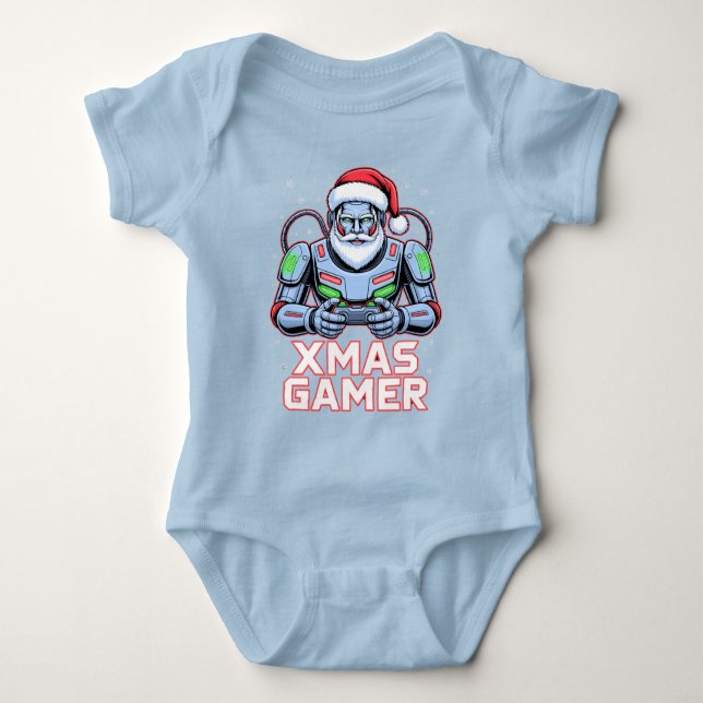 Body Para Bebé Gamer Christmas Gifts Cyber Santa Robot Xmas Gamer (Anverso)