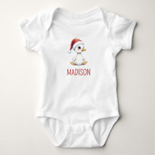 Body Para Bebé Ganso Pato de Navidad Personalizado con Acuarela