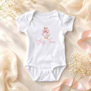 Body Para Bebé Ganso Tonto Lazo Rosa