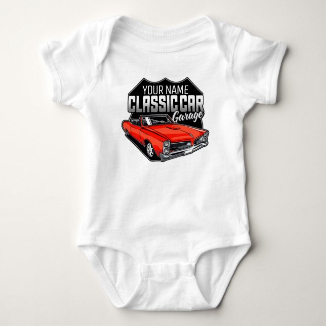Body Para Bebé Garaje de coche clásico convertible personalizado  (Anverso)