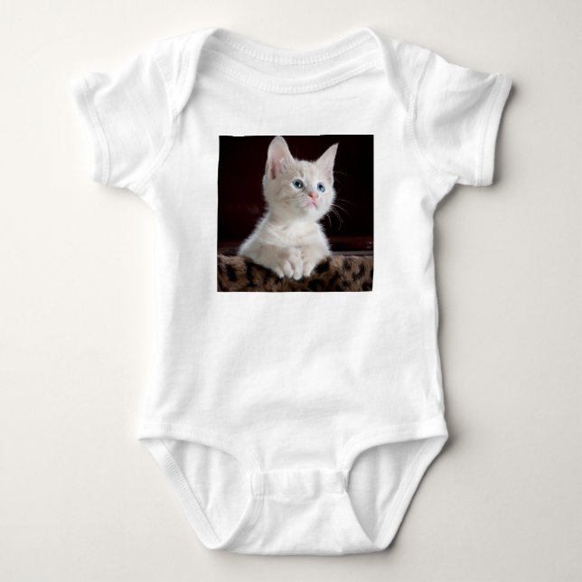 Body Para Bebé Gatito blanco vulnerable (Anverso)