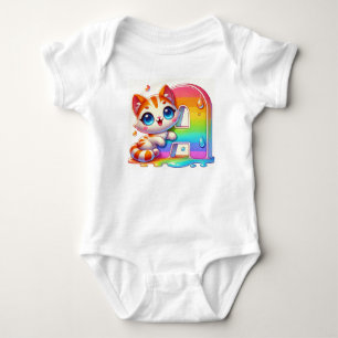 Body Para Bebé Gatito de dibujos animados adorable con ojos grand