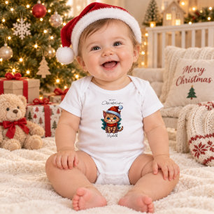 Body Para Bebé Gatito de Navidad Personalizado y Adorable
