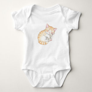 Body Para Bebé Gatito durmiendo con conejo de peluche, por Natash