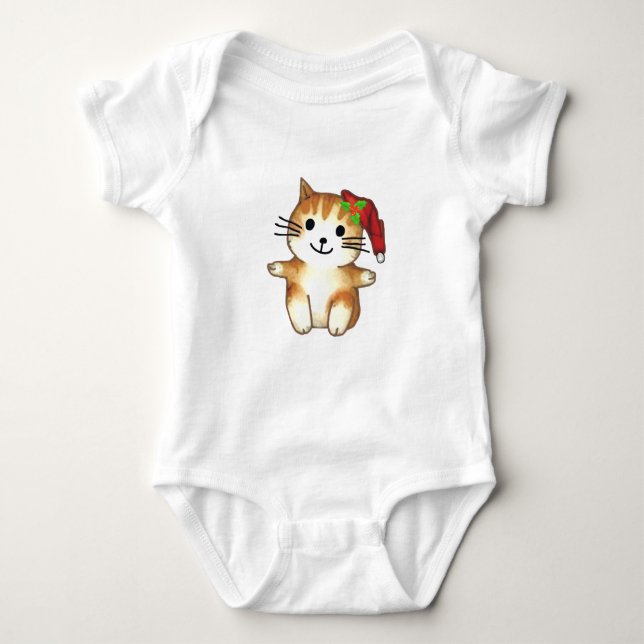 Body Para Bebé Gatito en Santa Hat (Anverso)