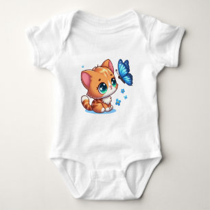 Body Para Bebé Gatito lindo y mariposa