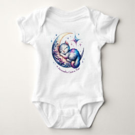 Body Para Bebé Gatito lindo y personalizado durmiendo en media lu