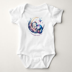 Body Para Bebé Gatito lindo y personalizado durmiendo en media lu