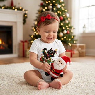Body Para Bebé Gatito Pequeño de Navidad