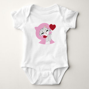 Body Para Bebé Gatito Rosa Adorable Besando Corazón Bebé 