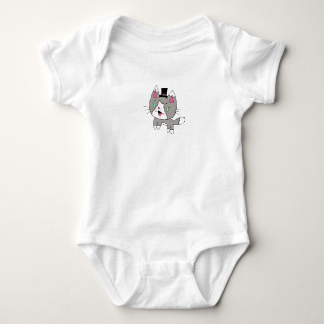 Body Para Bebé Gatito simple con parte superior de sombrero de be (Anverso)