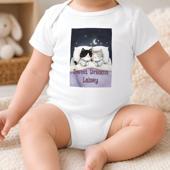 Body Para Bebé Gatitos de Dulces Sueños Personalizados  (Personalized Sweet Dreams Kitties Baby Bodysuit)