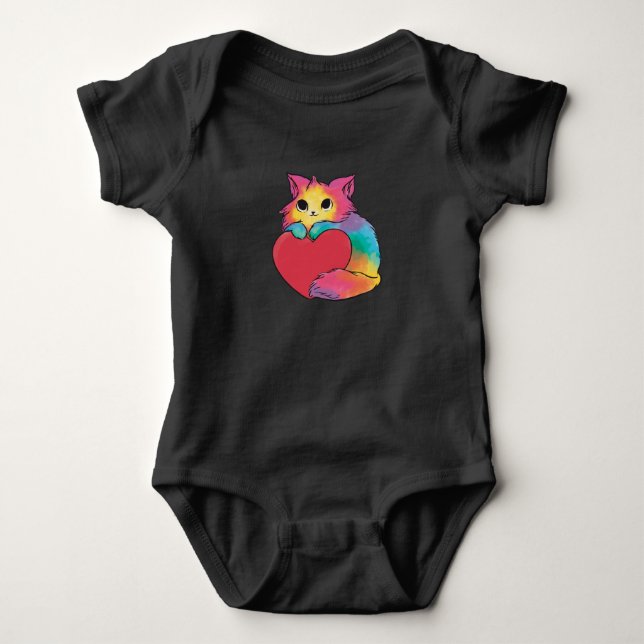 Body Para Bebé Gato adorable corazón (Anverso)