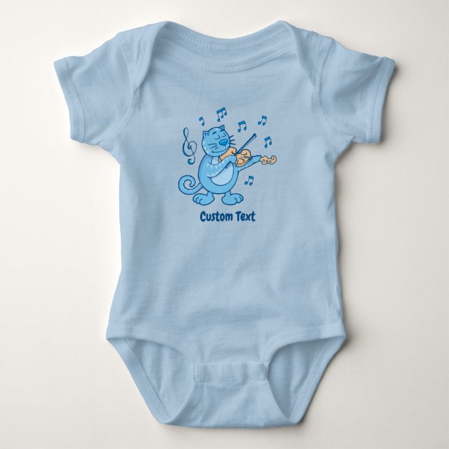 Body Para Bebé Gato azul con camiseta violín (Anverso)