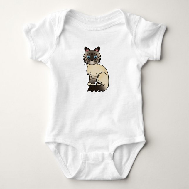Body Para Bebé Gato Birman / Ragdoll atigrado de punta de foca (Anverso)