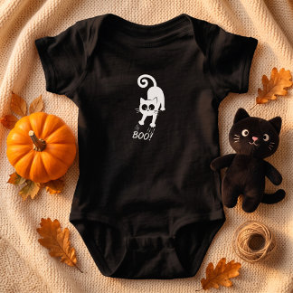Body Para Bebé Gato Blanco de Halloween Boo