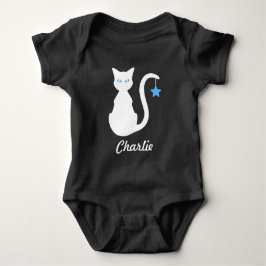 Body Para Bebé Gato Blanco Nombre Bebé Bodysuit
